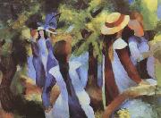 August Macke Girls Amongst Trees (mk09) oil on canvas